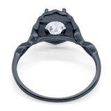 Art Deco Oval Natural Stone Flower Ring