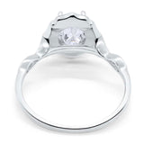 Art Deco Oval Natural Stone Flower Ring