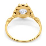 Art Deco Oval Natural Stone Flower Ring