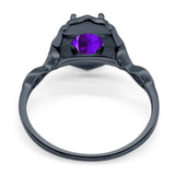 Art Deco Oval Natural Stone Flower Ring