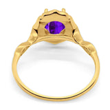 Art Deco Oval Natural Stone Flower Ring