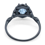 Art Deco Oval Natural Stone Flower Ring