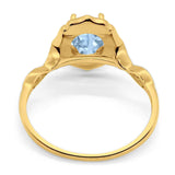 Art Deco Oval Natural Stone Flower Ring