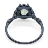 Art Deco Oval Natural Stone Flower Ring