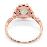 Art Deco Oval Natural Stone Flower Ring