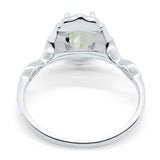 Art Deco Oval Natural Stone Flower Ring