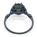 Art Deco Oval Natural Stone Flower Ring