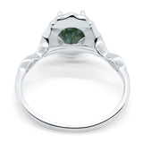 Art Deco Oval Natural Stone Flower Ring