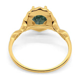 Art Deco Oval Natural Stone Flower Ring