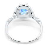 Art Deco Oval Natural Stone Flower Ring