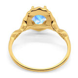 Art Deco Oval Natural Stone Flower Ring