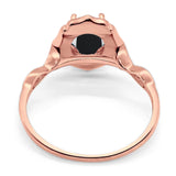 Art Deco Oval Natural Stone Flower Ring