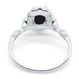 Art Deco Oval Natural Stone Flower Ring