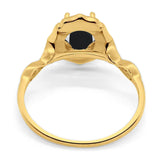 Art Deco Oval Natural Stone Flower Ring