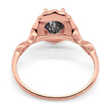 Art Deco Oval Natural Stone Flower Ring