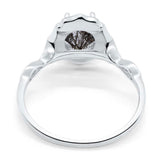 Art Deco Oval Natural Stone Flower Ring