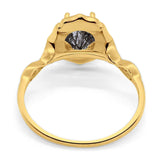 Art Deco Oval Natural Stone Flower Ring