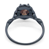 Art Deco Oval Natural Stone Flower Ring