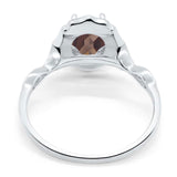 Art Deco Oval Natural Stone Flower Ring