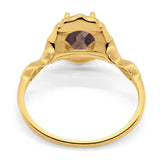 Art Deco Oval Natural Stone Flower Ring