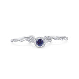 Three Piece Round Natural Stone Bridal Ring