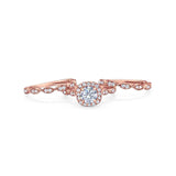 Three Piece Round Natural Stone Bridal Ring