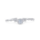 Three Piece Round Natural Stone Bridal Ring