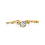 Three Piece Round Natural Stone Bridal Ring