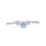 Three Piece Round Natural Stone Bridal Ring