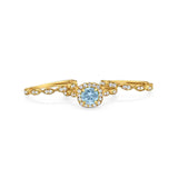Three Piece Round Natural Stone Bridal Ring