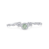 Three Piece Round Natural Stone Bridal Ring