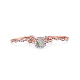 Three Piece Round Natural Stone Bridal Ring