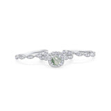 Three Piece Round Natural Stone Bridal Ring