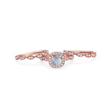 Three Piece Round Natural Stone Bridal Ring