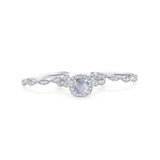 Three Piece Round Natural Stone Bridal Ring