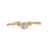 Three Piece Round Natural Stone Bridal Ring