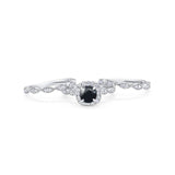 Three Piece Round Natural Stone Bridal Ring