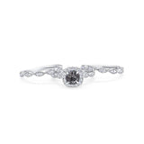 Three Piece Round Natural Stone Bridal Ring