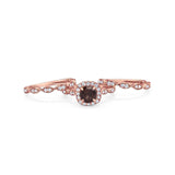 Three Piece Round Natural Stone Bridal Ring