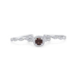Three Piece Round Natural Stone Bridal Ring