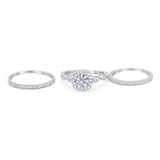 Three Piece Round Natural Stone Bridal Ring