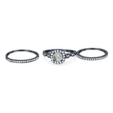 Three Piece Round Natural Stone Bridal Ring