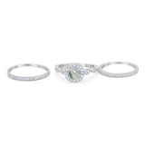 Three Piece Round Natural Stone Bridal Ring