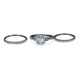 Three Piece Round Natural Stone Bridal Ring