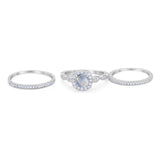 Three Piece Round Natural Stone Bridal Ring