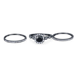 Three Piece Round Natural Stone Bridal Ring