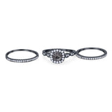 Three Piece Round Natural Stone Bridal Ring
