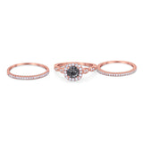 Three Piece Round Natural Stone Bridal Ring
