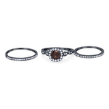Three Piece Round Natural Stone Bridal Ring