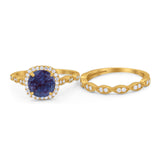 Two Piece Round Natural Stone Ring